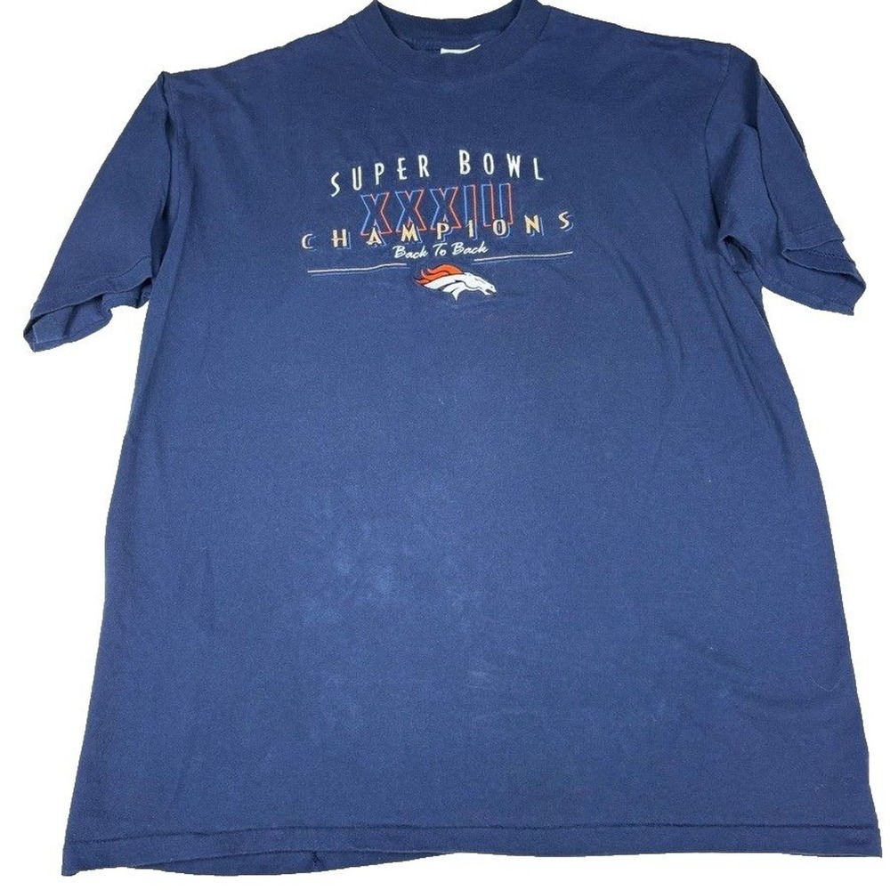 Vintage Denver Broncos Super Bowl Shirt XL USA Made Single Stitch 1990s XXXIII